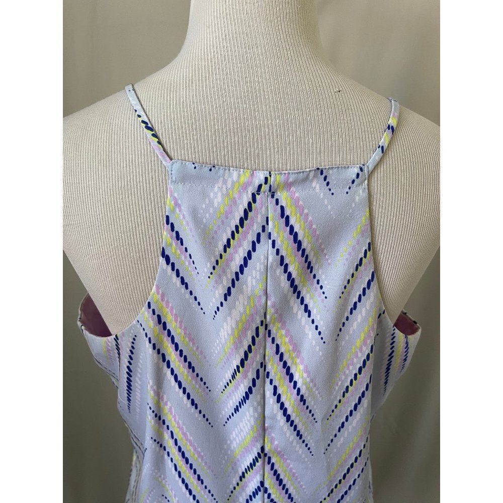 Candies Light Blue Chevron Print Spaghetti Strap V-Neck Tank Top - Picture 8 of 12